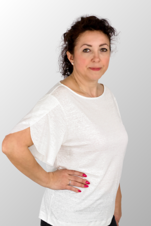 maglia a manica corolla in lino