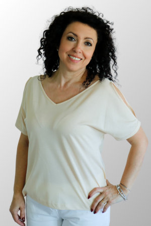 Maglia a manica corta da donna con scollo a V