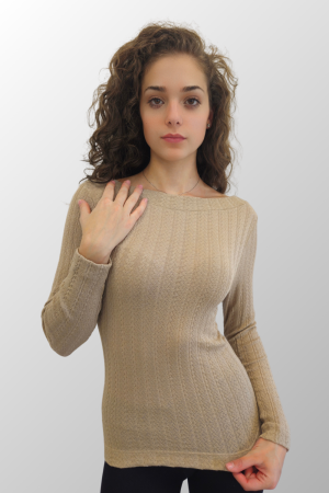 Maglia Manica Lunga Donna Scollo a Barchetta in Lana Seta - RENATA