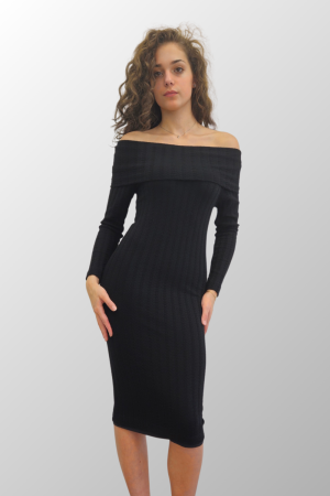 Abito Midi con Scollo a Scialle da Donna in Lana Seta - ANTONELLA