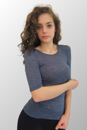 Maglia Mezza Manica da Donna in Lana Seta Laminato - GIULIA
