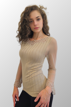 Maglia Manica Lunga Tulle Donna in Lana Seta - ROBERTA