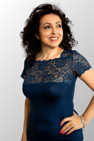 Maglia a manica corta con pizzo