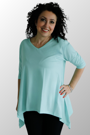 Maglia lunga da donna oversize con maniche a 3/4 in Cotone Seta