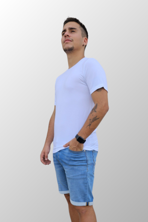 Maglia a manica corta da uomo in Modal bianca