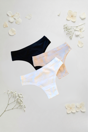 Confezione da 3 Slip da donna in Modal elasticizzato con taglio vivo in 3 colori