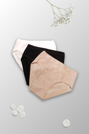 Confezione da 3 Slip midi da donna in Modal elasticizzato in 3 colori